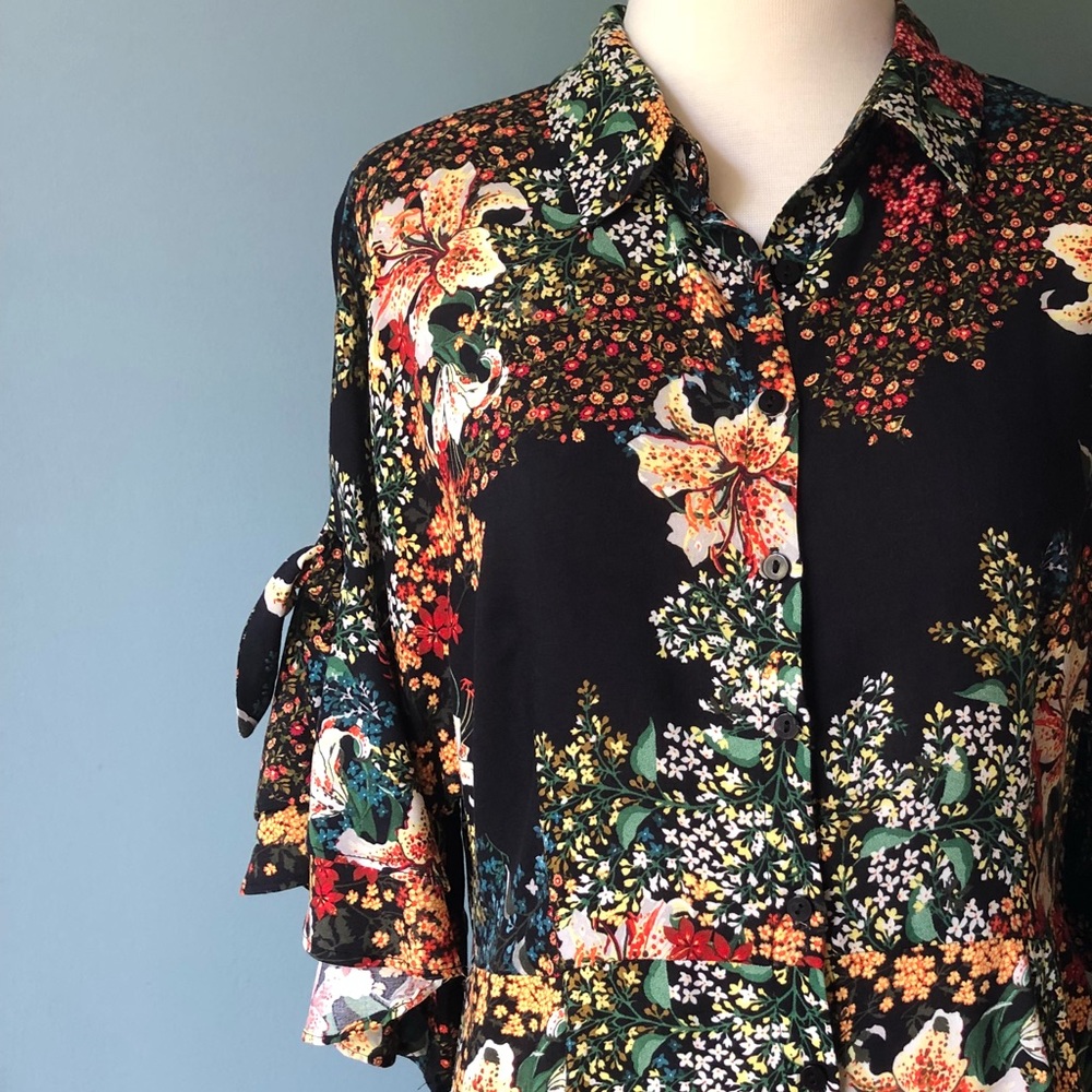 🎉HOST PICK🎉 Zara Shirtdress w ruffled sleeves XL